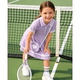 thumbnail image 4 of Lanbubble Toddler Girls Sporty Tennis Dress With Bag Short Sleeve Casual Polo Dress Purple Dress For Girls 3-7 Years, 4 of 9