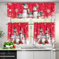thumbnail image 3 of Red Snowman Christmas Cafe Curtains Over Sink,Modern Style Pleat Short Curtains for Small Window 3piece Kitchen Window 36 Inch, 3 of 6