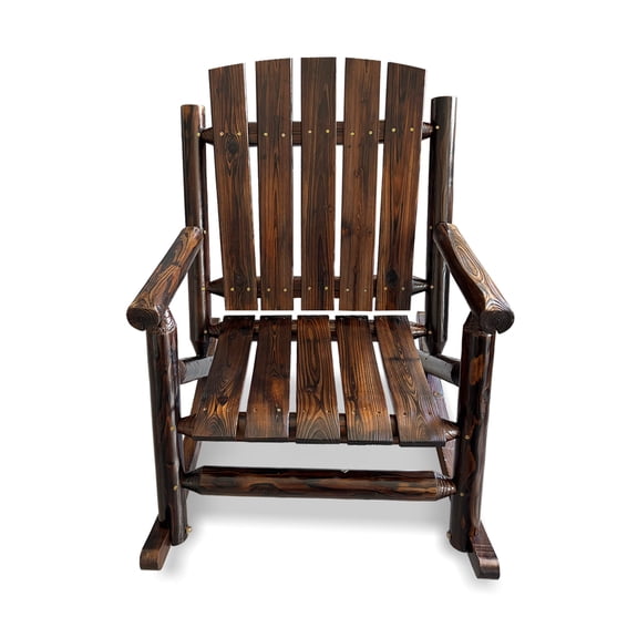 Mosbrisa Rustic Log Wooden Rocking Chair, Handcrafted Solid Fir Wood Outdoor Rocker for Porch, Patio, Heavy-Duty 700 lbs, Weather-Resistant Finish, Natural Charm, Brown
