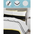 thumbnail image 4 of Quilts Twin Size Bedding Set, Modern Black Gold Lightweight Quilted Comforter, Minimalist Geometric Yellow Striped Soft Reversible Bedspread Coverlet with Pillow Covers for All Season, 68" x 86", 4 of 7