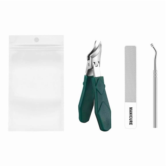 Cortaúñas extra largo inclinado en bolsa de tres piezas para ranuras de uñas Alicates para uñas de los pies gruesos Cortaúñas