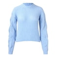thumbnail image 2 of Gibobby Temperamento Suelto Top de Manga Larga Suéter de manga corta de burbuja de otoño e invierno para mujer Suéter sólido de cuello Rojoondo (Aqua, XL), 2 of 3