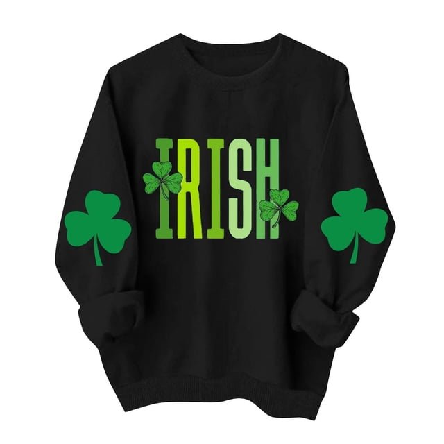 Tauxra Chandails à Enfiler de la Saint-Patrick pour Femmes, Manches Longues, Col Rond, Coupe Ample, Blouse Tunique Décontractée pour Femmes