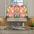 thumbnail image 2 of Yayeee Kitchen Curtains Light Filtering 27"x36" Rod Pocket Short Cafe Window Panel, Red Striped Lemon, 2 of 7