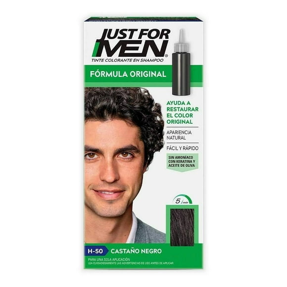 Tinte colorante en shampoo Just for men Fórmula Original castaño negro h-50