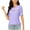 Purple, variant on HomeGardon Summer Tops Tops for Women Casual Solid Color Round Eck Hollowed Out Patchwork Short Sleeved Loose T-shirt Top,S-XXL