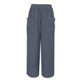 thumbnail image 5 of FUNUONY Womens Wide Leg Barrel Pants Elastic High Waisted Trousers Loose Casual Palazzo Pants with Pockets Cropped Relax Fit Trouser Ankle Pants Elastic Waisted Lightweight Harem Pants Grey 3Xl, 5 of 9