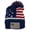 Navy/Beige - Beige Patch, variant on Patriotic USA Pom Pom Cuffed Beanie With Laser Engraved US Flag Leatherette Patch - Navy/White - Beige Patch