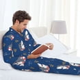 thumbnail image 4 of Mens Pajamas Set, Cartoon Cute Shark Swim Ring Button Down Long Sleeve Loungewear Sleepwear Pjs sets for Men, 4 of 5