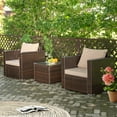 thumbnail image 4 of Gymax Ensemble de Mobilier d'Extérieur en Rotin pour Patio 3 Pcs avec Canapé Coussiné et Table Basse, 4 of 10