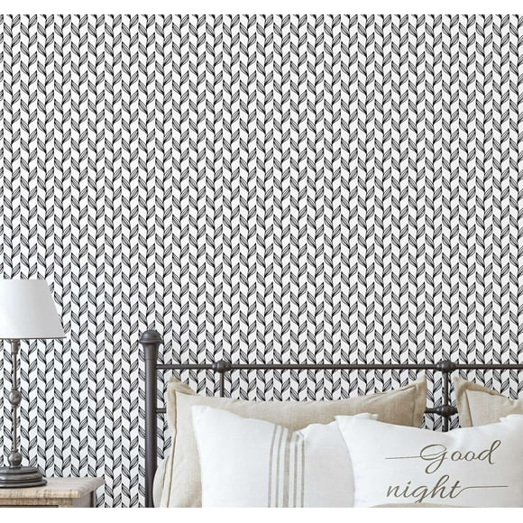 S4sassy Self Adhesive Wallpaper, Geometric Line Art Wallpaper, Monochrome Black Removable DIY Vinyl Wall Covering, Peel and Stick Contact Paper for Entryway accent wall, Easy Home Decor (25"x120")