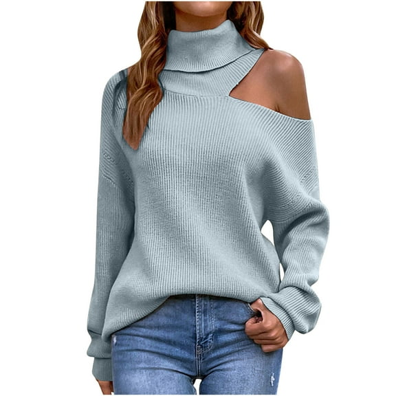 Lilgiuy Women Casual Soild Pullover Long Sleeve Round-Neck Sweater Winter Clothes for 2022