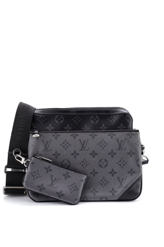 Pre-Owned Trio Messenger Bag Reverse Monogram Eclipse Canvas By Rebag