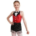 thumbnail image 1 of YONGHS Robe de Danse Jazz Latine à Sequins pour Filles Enfants Combinaison de Danse Moderne Rouge 16, 1 of 7