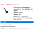 thumbnail image 2 of Right Passenger Side Hood Hinge - Compatible with 2018 - 2023 Chevy Equinox 2019 2020 2021 2022, 2 of 2