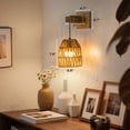 thumbnail image 6 of 2 PACK Wall Sconces, Battery Operated Wall Sconce with Remote Control, Boho Rattan Bamboo Hanging Wall Light Rechargeable Wireless Wall Lamp for Indoor, Bulbs Included, 6 of 8