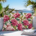 thumbnail image 3 of Throw Pillow Covers 18x18 Inch Set of 2, Pink Flowers Waterproof Outdoor Pillow Covers, Spring Watercolor Floral Leaves Plants Beige Decorative Cushion Pillowcases for Couch, Sofa, Bed, Garden, Patio, 3 of 9