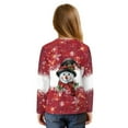 thumbnail image 2 of Xixirimido Snowman Christmas Style Red Printed Girls Casual Long Sleeve Shirts Knot Tie-hem Tunic Tops Crewneck Tees Blouses Girls Fashion Clothes, Size 9-10, 2 of 7