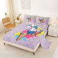 thumbnail image 2 of Castle Fairy Colorful Ice Cream Queen Sheets 4 Pieces, Sport Baseball Graffiti Queen Sheet Sets, Purple Pink Blue,1 Fitted Sheet, 1 Flat Sheet and 2 Pillowcases, 2 of 6