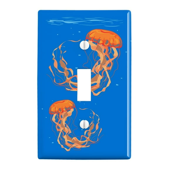 Underwater Orange Medusa Jellyfish Plastic Wall Decor Toggle Light Switch Plate Cover