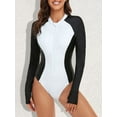 thumbnail image 6 of Asoul Womens Rash Guard UPF 50+ Long Sleeve Swim Shirt One Piece Bathing Suits Zipper Swimsuit, 6 of 7