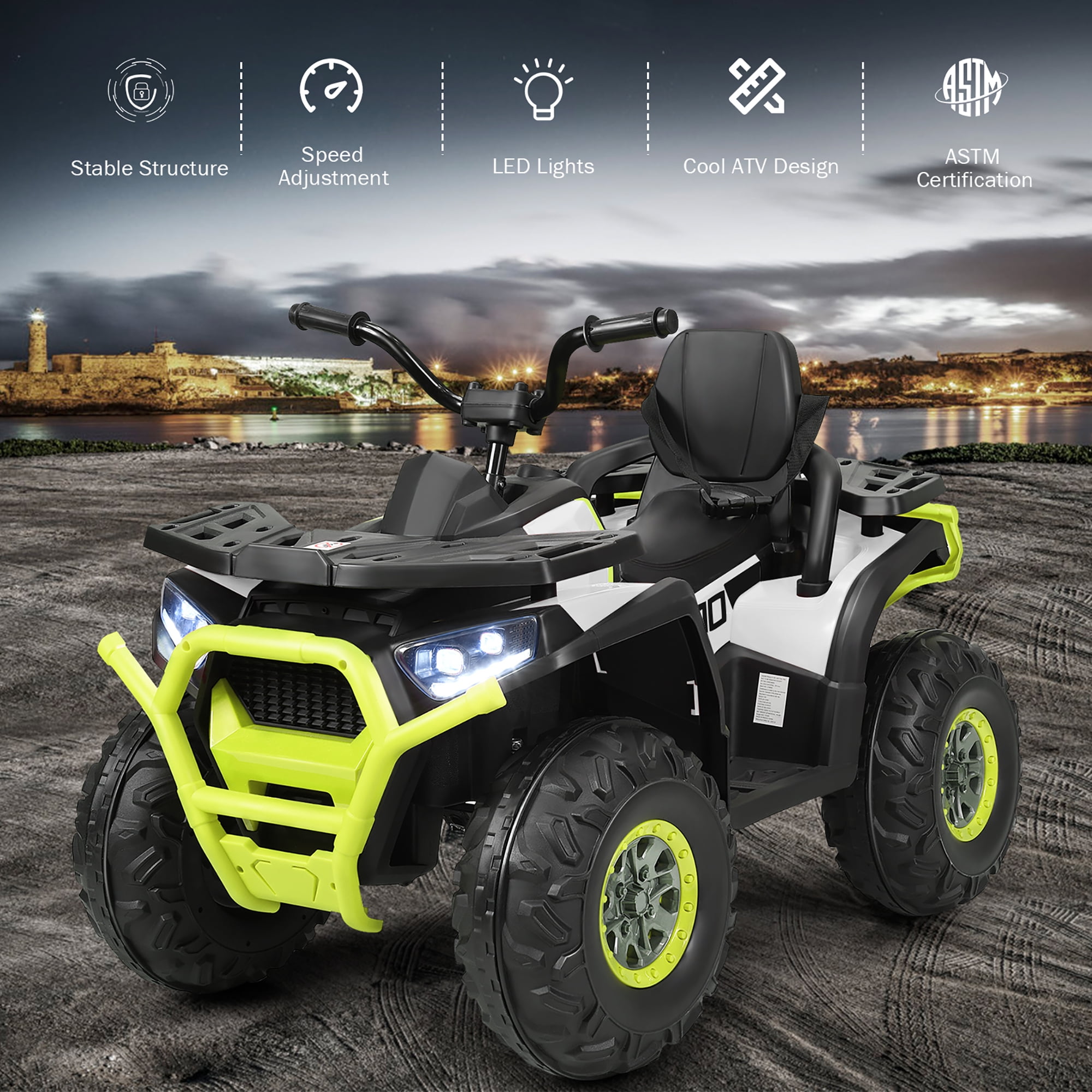 Costway 12V Kids Electric 4-Wheeler ATV Quad 2 Speeds Ride On Car