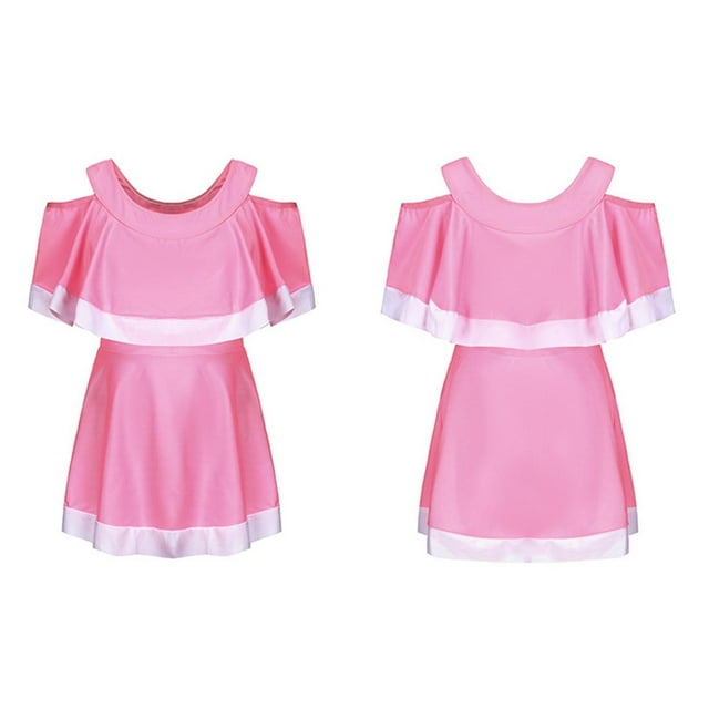 Maillot de Bain une Pièce pour Adolescentes avec Robe de Plage Courte et Modeste, Épaule Froide, Jupe de Bain avec Soutien-Gorge Intégré