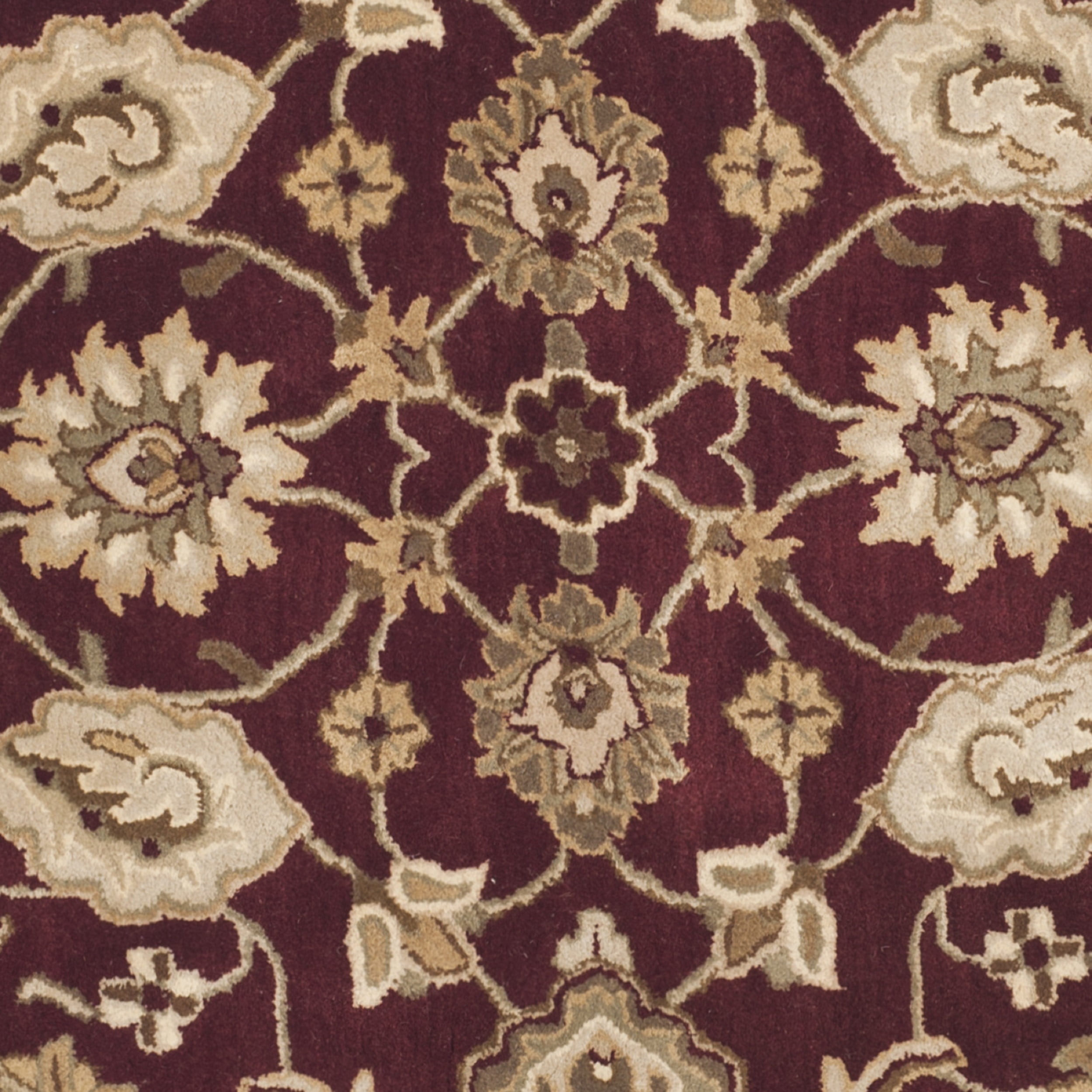 SAFAVIEH Royalty Taylor Traditional Wool Area Rug, Red/Ivory, 5' x 5' Round