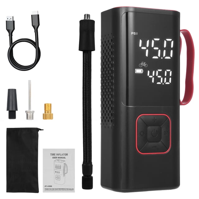 Mistaha Portable SUV Tire Inflator with Wireless Charging - Multi-functional Air Pump with Real-Time Monitoring and Emergency Lighting