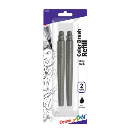 UPC: 0072512259085 | Pentel Arts Color Brush Pigment Refills Black Ink 2 Pack