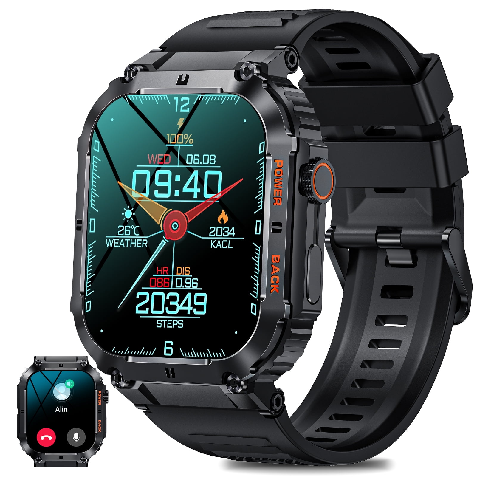Eigiis 1 96 Military Smart Watch Outdoor Tactical Sports Watch Fitness Activity Tracker