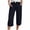 Navy, variant on Dxzfnsa Women's Linen Capri Pants with Drawstring Petite Summer Beachwear Lightweight Elastic Waist Pants S-2XL
