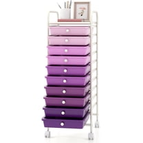 VibrantEcho 10-Drawer Rolling Storage Drawer Cart, Utility Cart with Removable Drawers & Metal Frame, Mobile Art Craft Drawer Cart with Lockable Wheels for Home, Office, Studio, Purple Gradient