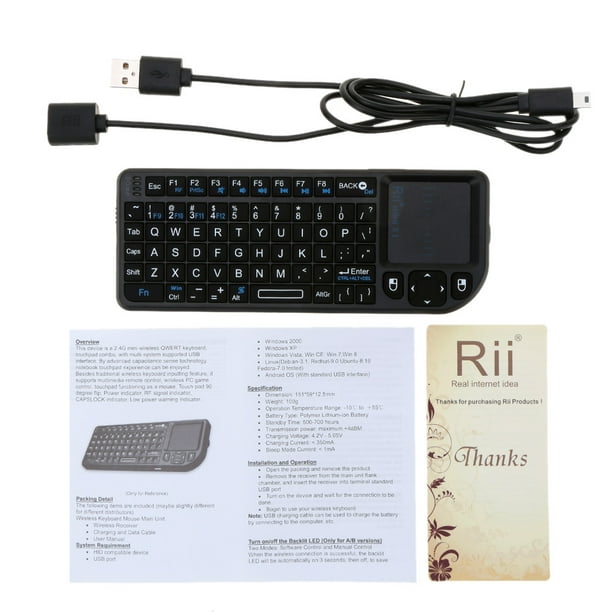 Rii mini X1 Handheld 2.4G Teclado inalambrico Touchpad Mouse para yeacher Teclado Bodega Aurrera en linea