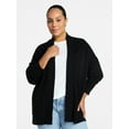 thumbnail image 4 of Time and Tru Women's and Women’s Plus Open Front Cardigan Sweater with Long Sleeves, Lightweight, Sizes XS-4X, 4 of 6