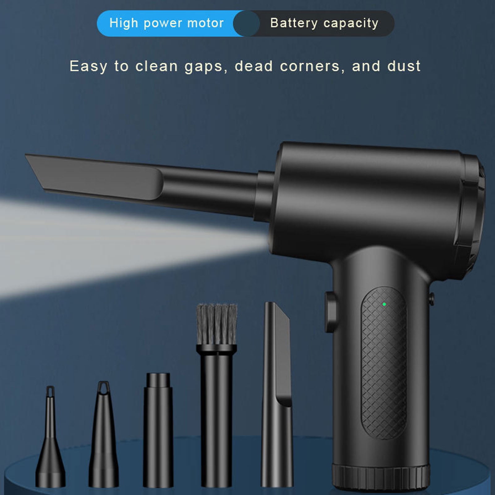 NFTIGB Air Duster Cordless Electric Dust Blower with LED Light 68W High Power 51000 RPM 3 Gears Electric Air Duster for Computer Keyboard Car Cleaning 6000mAh Battery (7.09 in / 18 cm)