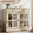 thumbnail image 2 of Door Buffet Sideboard with 2 Glass , Modern White Coffee Bar Cabinet with Adjustable Shelf for Dining Room, Kitchen, Entryway, 2 of 9