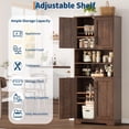 thumbnail image 6 of EastVita Bathroom Cabinet Farmhouse Storage Cabinet with Glass Doors and Adjustable Shelves Freestanding Kitchen Pantry Cabinet Cupboard for Living Room Dining Room-Reddish Brown 67 H, 6 of 8