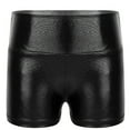 thumbnail image 3 of YONGHS Women's Shiny Metallic Booty Shorts High Rise Hot Pants Bottom for Dance Festival Party Black M, 3 of 6