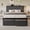 Gray, variant on Bolvdo Bed Frame with Leather Upholstered Headboard, Lockable Storage, Queen Size, Black