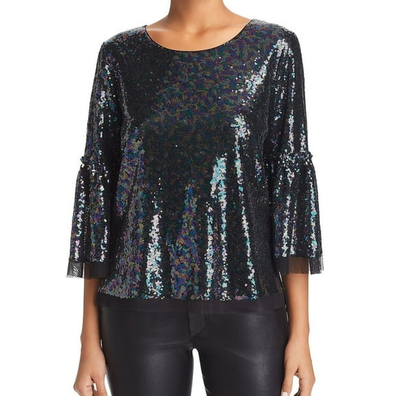 Le Gali Womens Janella Sequin Pullover Blouse, Multicoloured, Large