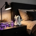 thumbnail image 4 of Cififendec Halloween Cute Ghost Figurine, 4"×3.58",Resin White Ghost Statues Holding Pumpkin Boo Sign for Aesthetic Desk Ornament Accents, 4 of 6