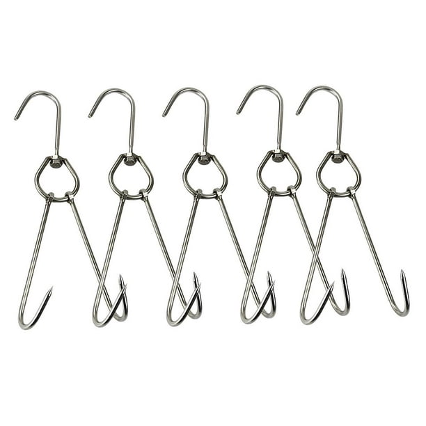 5Pcs Stainless Steel Hooks for Outdoor Storage Organization - Butcher Meat  Hangers for Sausage Smokers Kitchen Tools 0.14x9.8inch 
