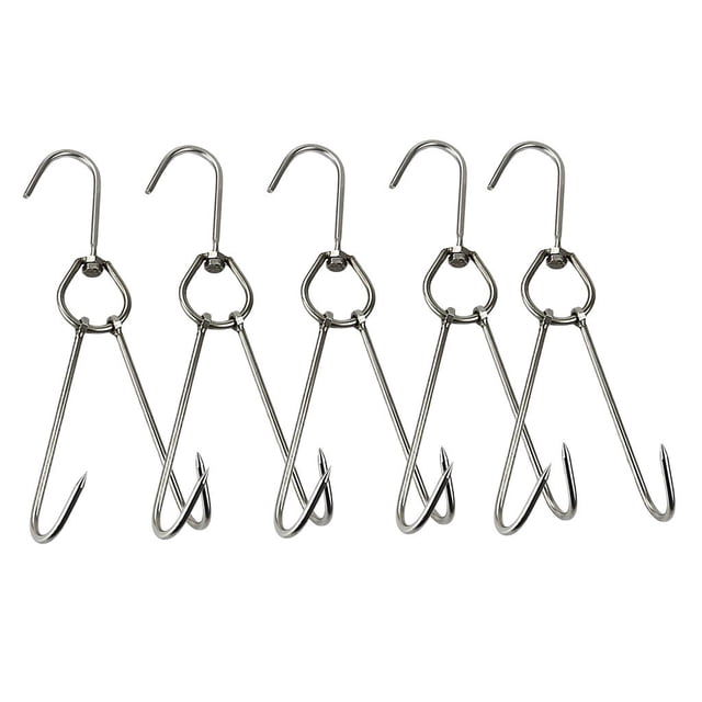 5pcs Ganchos de resistencia en acero inoxidable pulido Ganchos colgantes de metal, para cocina Sartén Ganchos colgantes Perchas