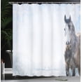 thumbnail image 4 of Ambesonne Winter Shower Curtain, Grey Horse Snow Scenery, 69"Wx70"L, White Brown, 4 of 5
