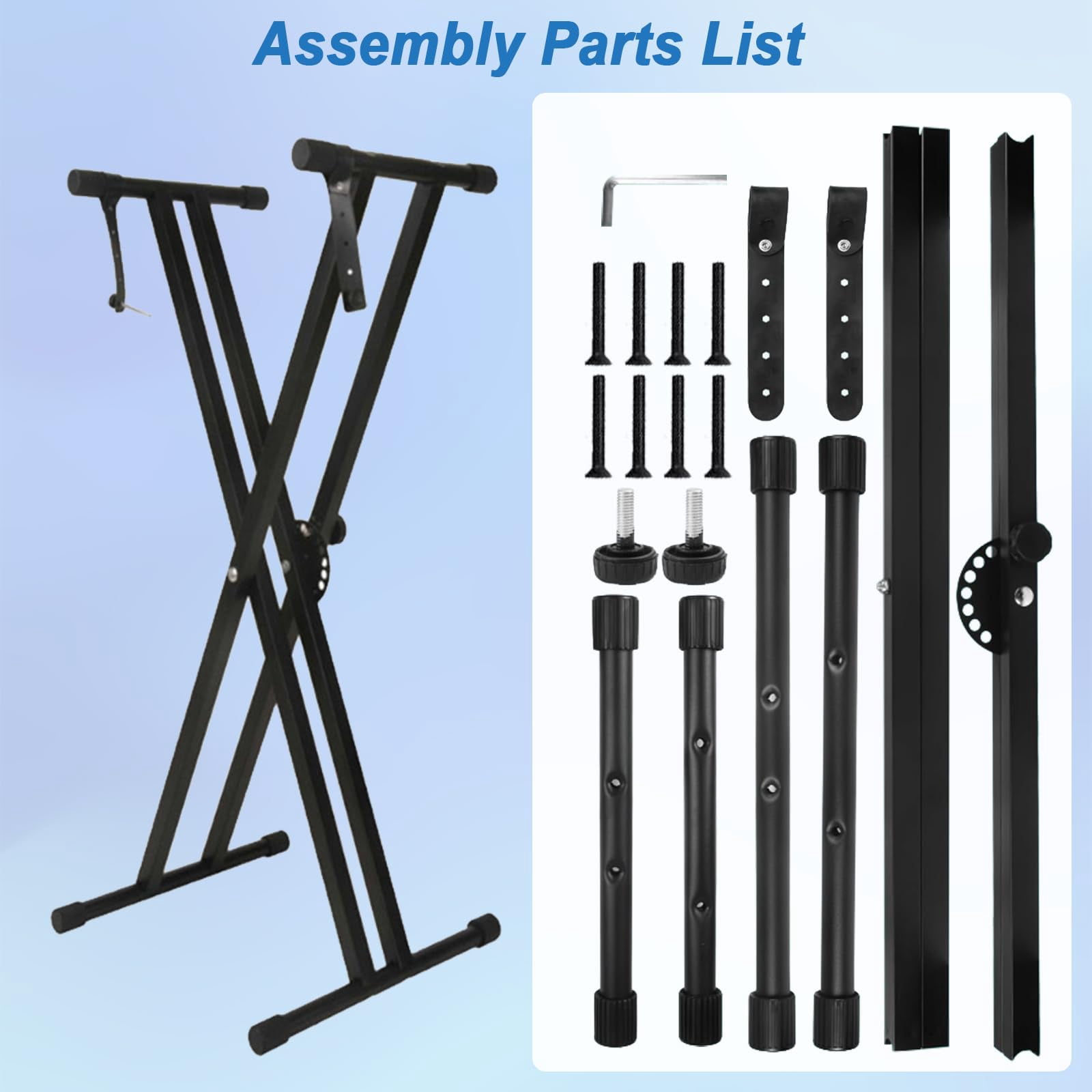 Keyboard Stand Piano Bench Set  2026 Upgrade Heavy Duty Double X Adjustable&portable Digital With Locking Straps (piano 1 1) For 54-88 Key Electric Pianos