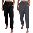 thumbnail image 2 of Trushirts Women's 2 Pack Polyester Sweatpants (Size XL, Black), Relaxed Fit with Drawstring Waist & Side Pockets, Casual Lounge/Light Workout Tapered Leg Pants, 2 of 9