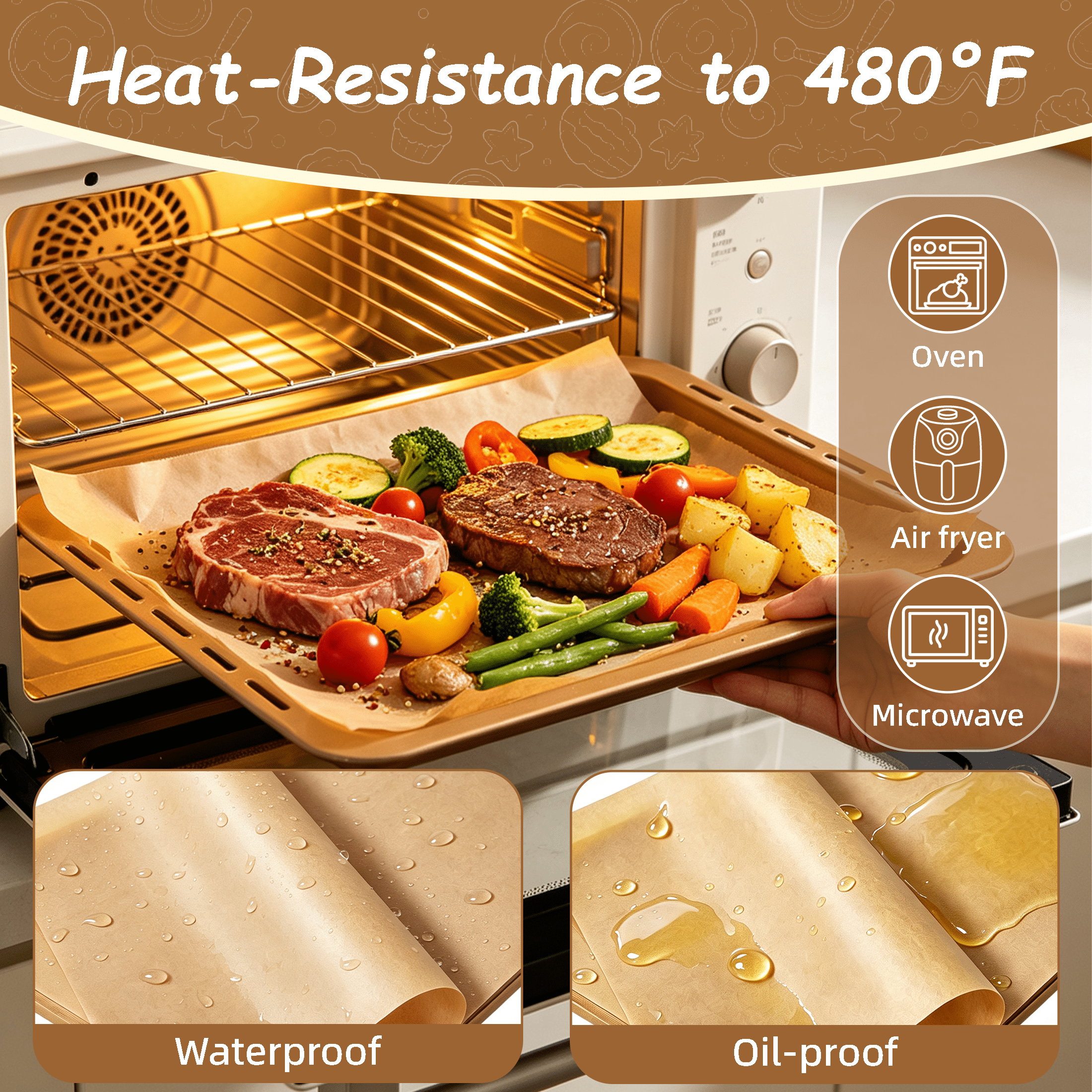 200‑Sheet Parchment Paper Sheets for Baking, 8"x12" Pre‑Cut Non‑Stick Baking Liners, Oil‑Proof Cooking Parchment Paper, Non‑Stick Cooking Sheets for Oven Roasting & Air Fryer
