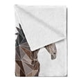 thumbnail image 2 of Polygons Soft Flannel Fleece Throw Blanket, Abstract Geometric Triangular Design Running Horse in Brown Tones, Cozy Plush for Indoor and Outdoor Use, 70" x 90", Warm Taupe Dark Brown, by Ambesonne, 2 of 5