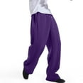thumbnail image 4 of Mohiass Men's Fleece Sweatpants Straight Leg Casual Baggy Sweat Pants Drawstring Athletic Workout Gym Jogger with Pockets Purple M, 4 of 7